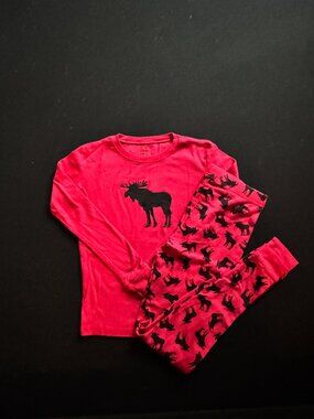 Leveret Moose Red Pajama Set Unisex Size 12 Slim - 0067